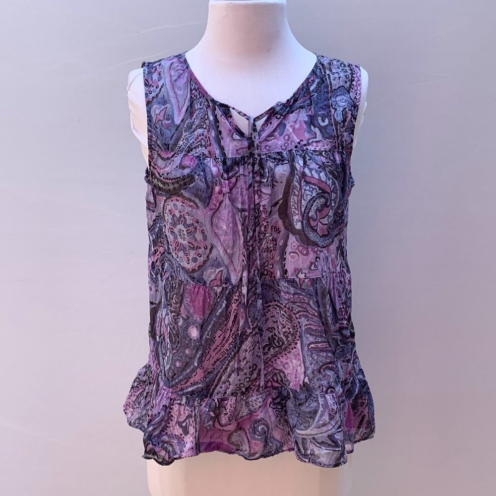 Talbots Front Keyhole Purple Top Size Small